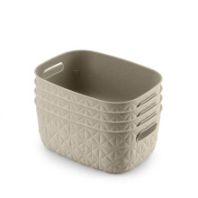 CURVER Softex 4x 4L Storage Baskets, 100 percent Recycled Material, Lightweight, For Bathroom, Living Room, Kitchen, Chalk White