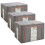 3Pcs Clothes Storage Bins,66L Grey Clothes Storage Boxes with Metal Frame,Foldable Fabric Bin Organizer for Clothes,Stackable Openings Cloth Storage 4