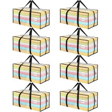 Dntorx 8 Pack 90L Moving Bags, Heavy Duty Moving Totes, Clear Waterproof Storage Bag with tag Window, Large Packing Bags with Zips for Clothes Storage