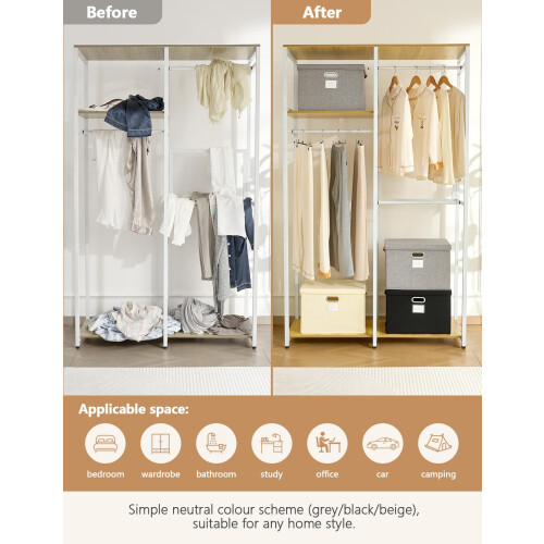 Bagnizer Storage Boxes with Lids 2PCS Foldable Fabric Storage Boxes Large Stackable Storage Baskets for Shelves Storage Box for Clothes Wardrobe Grey 2