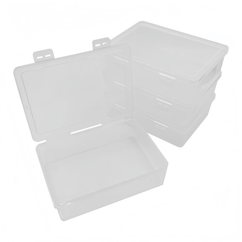 WYAN 4pcs A5 Storage Boxes with Lids, Plastic Box, Stackable Storage Box, Clear Storage Boxes with Lids, for Home, Office, School to Store Files,