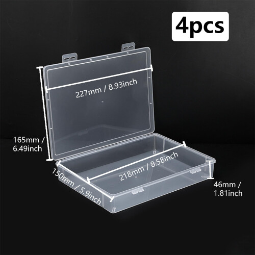 WYAN 4pcs A5 Storage Boxes with Lids, Plastic Box, Stackable Storage Box, Clear Storage Boxes with Lids, for Home, Office, School to Store Files, 1