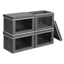 Homsorout 4 Pack Storage Boxes with Lids - Foldable Storage Cubes with Transparent Window, Fabric Organiser Basket for Toys, Clothes, Books, Closet,