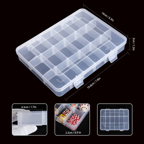 LAifu Snack Box With Compartments, 2 PCS Snackle Box Trays with 18 Removable Grids Compartments, Clear Multi Stackable Plastic Organizer Container for 2