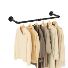 Yawinhe Industrial Pipe Clothes Rack, 80cm High Heavy Duty Wall Mounted Hanger Rod, Space Saving, for Laundry, Living Room and Closet, Black, 1 Pack