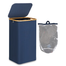 efluky XL 100L Laundry Baskets with Lid, Clothes Basket Laundry Hamper with Bamboo Handles & Inner Bags for Drity Cloth Organizer, Collapsible Laundry