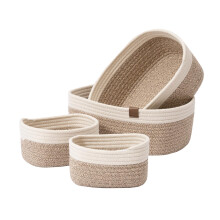 LA JOLIE MUSE Woven Storage Baskets for Organizing, Small Felt and Jute Wicker Basket for Bathroom Shelve Nursery, Decorative Basket Organizer Bins