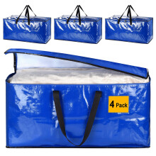 4 Pack Extra Large Heavy Duty Storage Boxes with Lids, Large Strong Packing Boxes for Moving House, Removal Box, Moving Bags, Vacuum Storage Bags