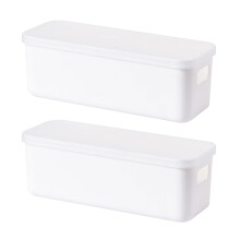 2 Pcs Plastic Storage Box with Lid, Small Storage Baskets with Handles, White Storage Boxes with Lids Bathroom Storage Baskets Kitchen Cupboard