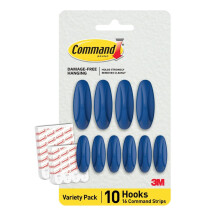Command Designer Adhesive Hooks, Arctic Freeze Color - 10 Wall Hooks (4 Large, 6 Medium) & 16 Indoor Adhesive Strips (8 Large, 8 Medium) - Damage-Free