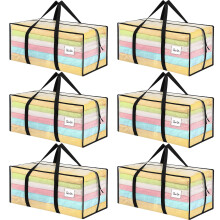 Dntorx 6 Pack 90L Moving Bags, Heavy Duty Moving Totes, Clear Waterproof Storage Bag with tag Window, Large Packing Bags with Zips for Clothes Storage