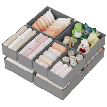XIVIRACK 10 Pack Drawer Organizer for Clothes, Underwear Drawer Organizer Bins, Foldable Fabric Closet Storage Organizers, Drawer Dividers for Bras