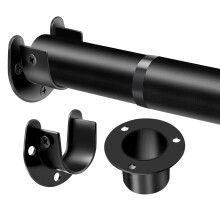 Extendable Wardrobe Pole Black 43-107cm Wardrobe Rails and Fittings 33mm Tube Diameter Stainless Steel Clothes Hanging Pole With Screws and Fixing