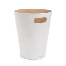 Umbra Woodrow 2 Gallon Modern Wooden Trash Can, Wastebasket, Garbage Can or Recycling Bin for Home or Office, White/Natural