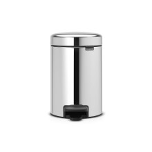 Brabantia NewIcon Pedal Bin 3 L (Brilliant Steel) Soft-Closure Bathroom Rubbish Bin, Removable Inner Bucket + Free Binbags