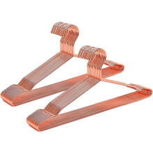 Amber Home 43cm Shiny Copper Metal Coat Hanger 20pcs, Space Saving Rose Gold Metal Clothes Hangers with Notches, Heavy Duty Strong Metal Wire Hanger