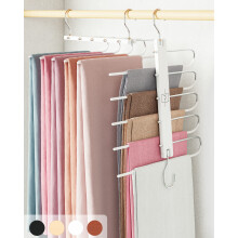 MORALVE Trousers Hangers Space Saving - 2 Pack European Beechwood Scarf and Jeans Hangers - Wardrobe Organiser and Space Saver Trouser Rack, Leggings