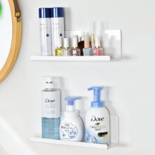 Toski 2Pcs Floating Wall Bathroom Shelves, Self Adhesive Shelf No Drill for Wall, Acrylic, 30 cm, Picture Book Shelf, Stick on Shelves Bookcase,