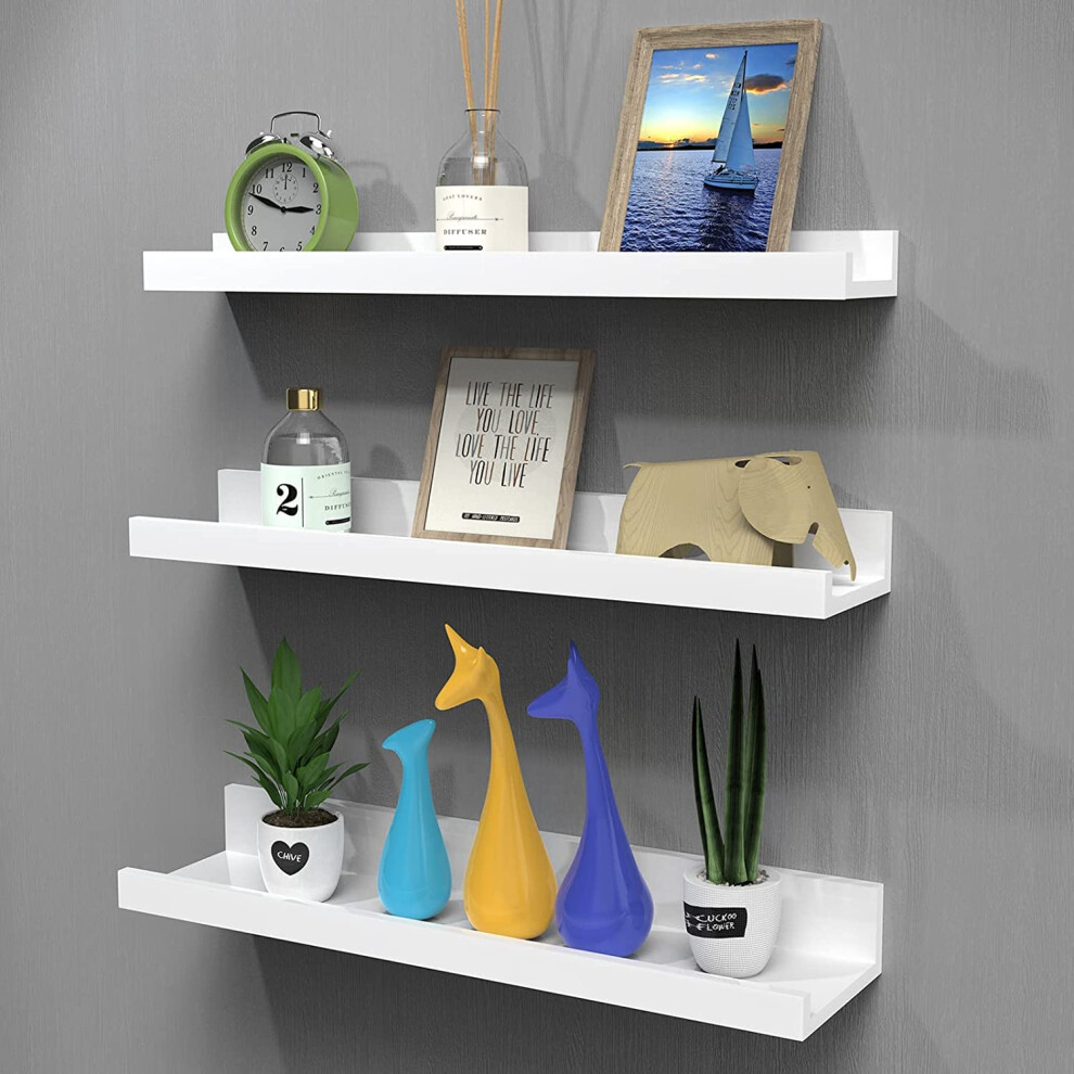 Nunemosk Set Of 3 Floating Shelves Wood Wall Mounted Shelf Picture Ledge Display Racks Spice Racks Decorative Wall Shelves For Bedroom Living Room 5051222722282
