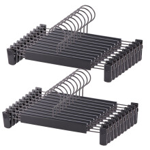 Trouser Hanger, 20Pack Plastic Pant Hangers Space Saving Skirt Hangers with Clips Adjustable Non-Slip Coat Suit Metal Heavy Duty Chrome Clothes