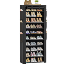 OYREL Shoe Rack 10 Tier Tall 36-41Pairs with 6 Large Pockets Large Storage Capacity Dustproof Shoe Storage for Closet Entryway, Sturdy Black Shoes
