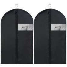 hautllaif 2 Pcs Suit Bags,Foldable Dress Bag,Garment Bags with Clear Window Black Zipper, Dust-Proof Clothes Covers for Home Storage for Coat, Jacket,