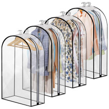 4 Pack Full Clear Garment Bags, 40" Clothes Covers with 10" Gusseted, Transparent Bags for Hanging Clothes, Suit Bags, Coat Covers for Closet with