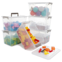 Citylife 6Packs 5L Plastic Storage Boxes with Lids, Clear Stackable Storage Box with Handle, Collection Boxes for Organizing Toys, Snacks, Tools, 26 *