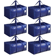 Dntorx 6 Pack 90L Moving Bags, Heavy Duty Moving Totes, Waterproof Storage Bag with tag Window, Large Packing Bags with Zips for Clothes Storage