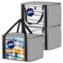 Joybees Clothes Storage Bags with Lids, 3-Pack, 90L Large Foldable Boxes with Zipper & Clear Window, Thick Scratch-Resistant Material, Moving &