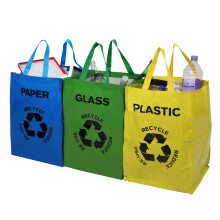 Premier Housewares Recycling Bags / Recycling Bin / Plastic Glass Paper Recycling Bags / Recycling Bags with Handles / Multicoloured Recycling Bin -