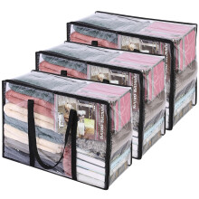 Vieshful 3 Pack Clear Comforter Storage Bag, 40L Clothes Storage Bag with Zipper Closet Organizer, Plastic Storage Containers Moving bags for