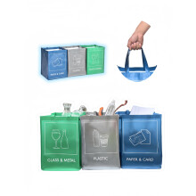 YOUNG DA - Reusable Recycling Bags, Recycling Bins 3-Piece Set with Handles for Kitchen, Home and Office, Waterproof, Easy Waste Separation &