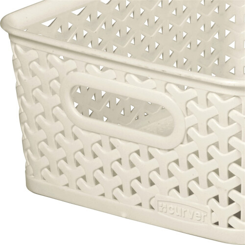 Curver Curver My Style Storage Baskets, Stackable & Durable, 4 Litres Each, Cream (Set of 4) 1