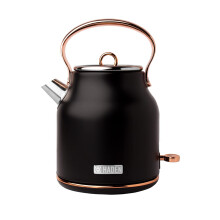 Haden Heritage Black & Copper Cordless Kettle - Traditional Electric Fast Boil Kettle - 3000W, 1.7 Litre
