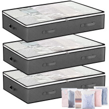 YUETOGUO Underbed Storage Bags Foldable 3Pcs Large Under Bed Storage Box with 6 pcs Large Clothes Storage Bag,Under Bed Storage Bag with Reinforced