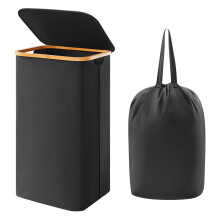 Lifewit 100L Laundry Basket with Lid, Clothes Hampers for Laundry with Bamboo Handles and A Removable Laundry Bag, Large Foldable Laundry Hamper for