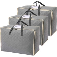 Astoryou 105L Large Storage Bags with Zips, 3 PCS Duvet Storage Bag King Size, Breathable Underbed Storage Bags for Bedding, Clothes, Duvets, Pillows,