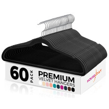 HOUSE DAY Black Velvet Hangers 60 Pack-Premium Clothes Hangers Non-Slip Felt heavy Duty Coathanger, Durable Suit Hanger for Space Saving, No Hanger