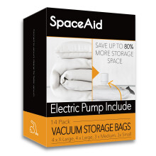 SpaceAid 14 Pack Vacuum Storage Bags with Electric Air Pump, Space Saver Sealer Compression Bags for Comforters, Blankets, Pillows, Bedding, Clothes