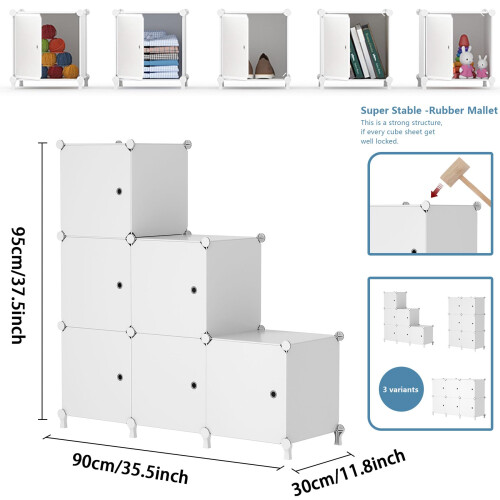 AWTATOS Cube Storage with Doors is a Stackable 6 Cube Storage Unit Designed for Bedroom and Clothes Storage Unit, DIY Modular Storage Cubes, Portable 2