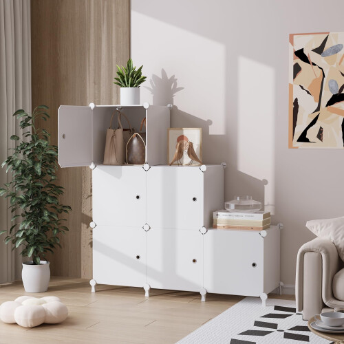 AWTATOS Cube Storage with Doors is a Stackable 6 Cube Storage Unit Designed for Bedroom and Clothes Storage Unit, DIY Modular Storage Cubes, Portable 1