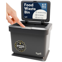 Tydi 4.5L Food Waste Bin with Press-Button Lid ? Compost Bins for Kitchen - Anti-Slip Base and Secure Lid Kitchen Compost ? Small Indoor Caddy for