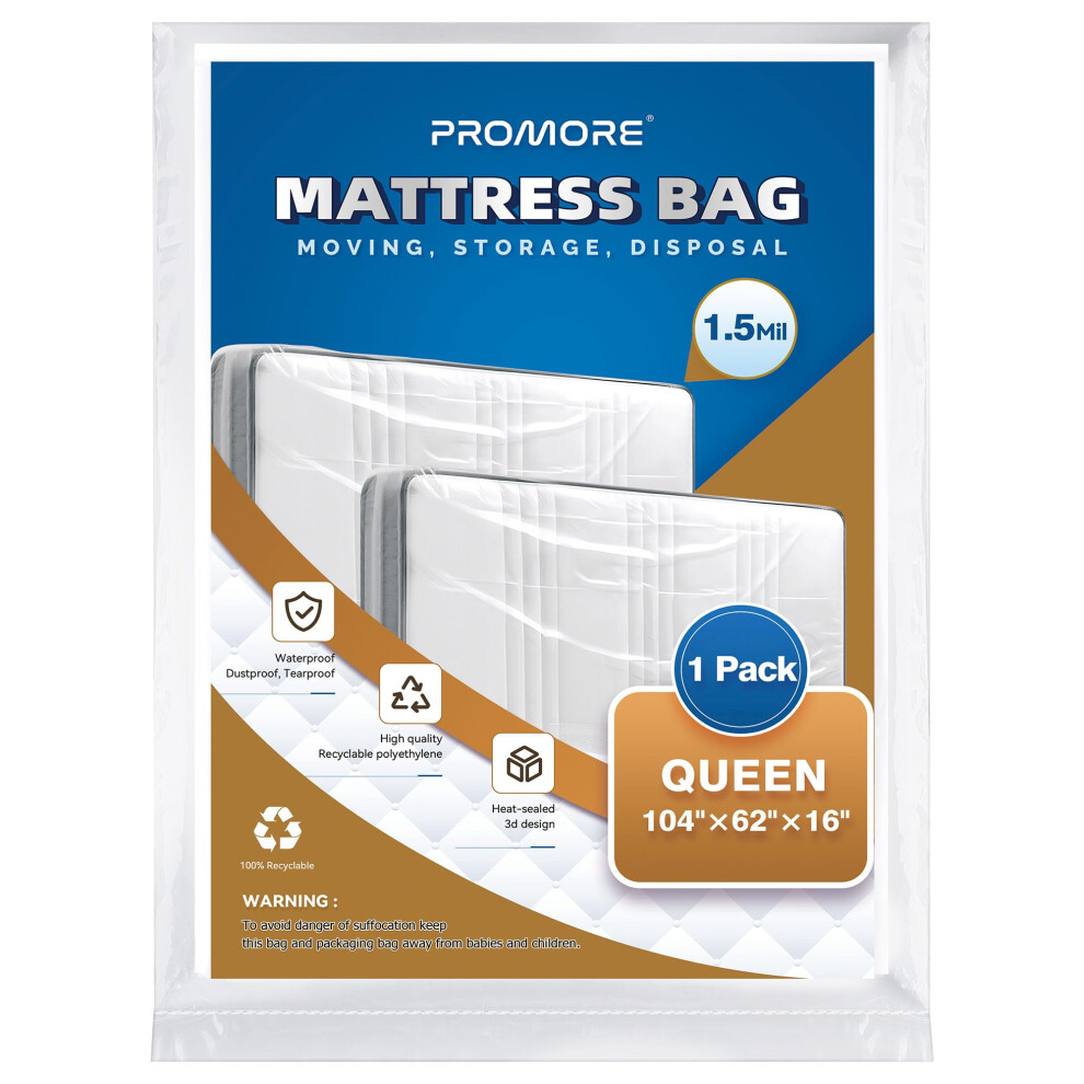 Promore King Size Mattress Cover For Moving, Storage - Mattress Bags For Moving And Transport, Mattress Protector Storage Bag - Strong, Reusable,