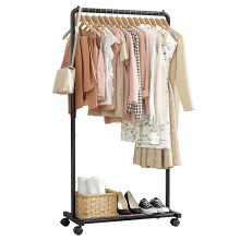 Sakugi Clothes Rail - Movable Clothes Rack with Bottom Shoes Shelf, Heavy-Duty Clothing Rail for Hanging Clothes, Coats, Dresses, Clothes Rail for