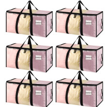 Dntorx 6 Pack Large Clothes Storage Bags with Lids Transparent Moving Bags Heavy Duty Moving Totes Packing Bags with Zips for Moving House Clothes