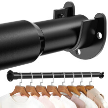 Mavivegue Wardrobe Rails and Fittings, 43cm-144cm Adjustable Clothes Rail, Extendable Wardrobe Rail, Heavy Duty Metal Clothes Rail Pole, Wardrobe Pole