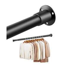 Wardrobe Rail,Extendable Wardrobe Pole 45-130cm,Adjustable Heavy Duty Clothes Rail Pole, Black Telescopic Closet Hanging Rail for