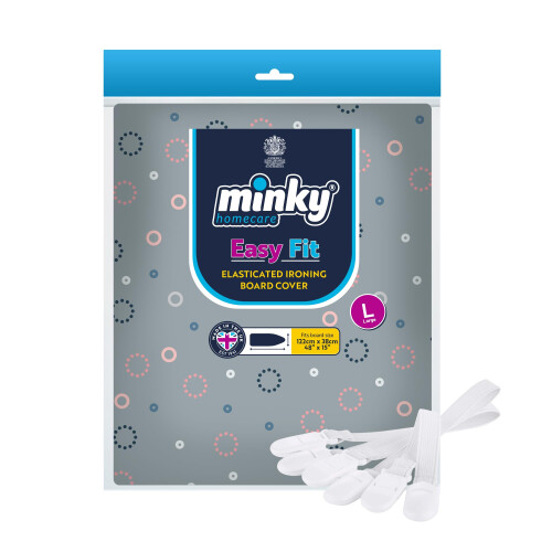 Minky Minky Easy Fit Ironing board cover + Ironing Board Clips Bundle, 122 x 38 cm
