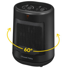 Russell Hobbs 2000W/2KW Electric Heater in Black PTC Ceramic Space Heater, Portable Oscillating 2 Heat Settings Overheat Protection, Adjustable